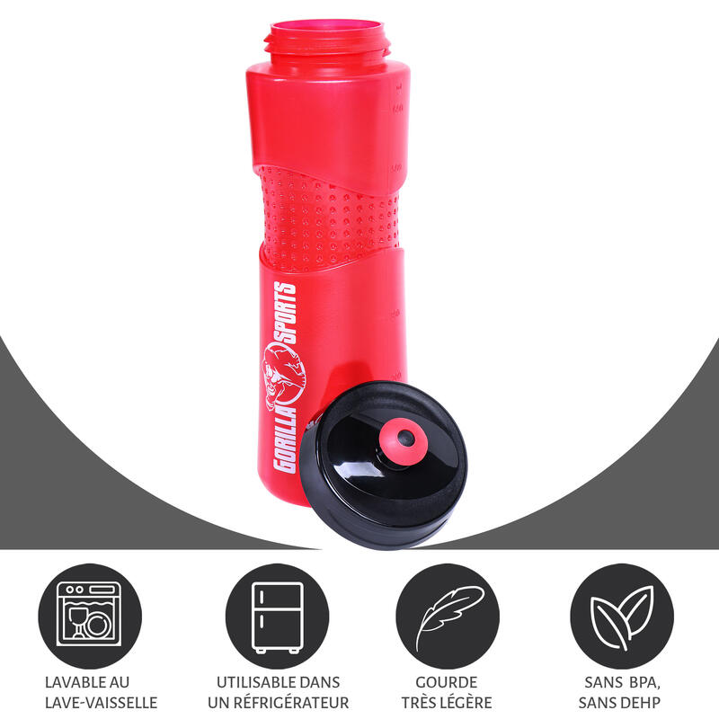 Sticlă Gorilla Sports Bike 650 ml negru/rosu