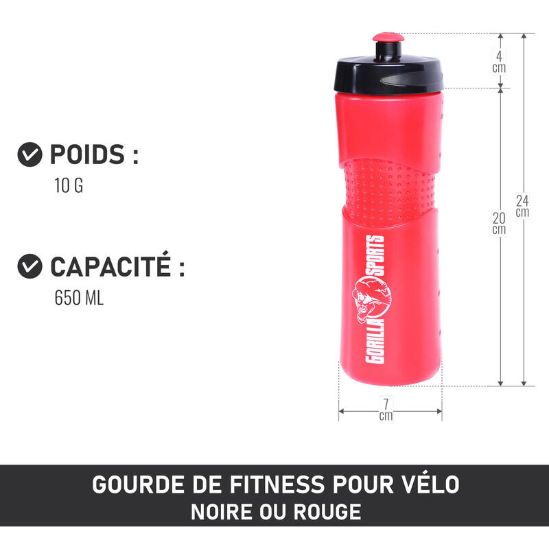 Sticlă Gorilla Sports Bike 650 ml negru/rosu