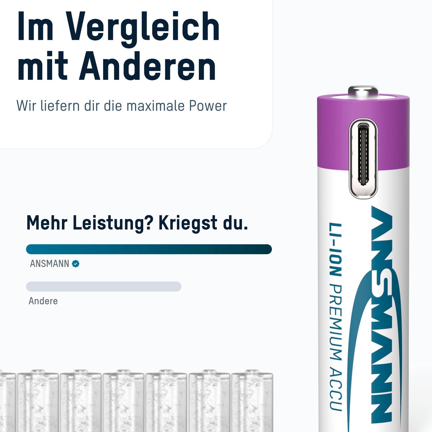 Akku AAA Typ-C Anschluss Li-Ion 400mAh 1,5V, 4 Stück 7/7