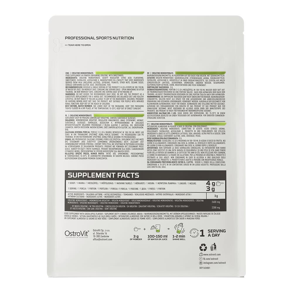 OstroVit Creatine Monohydrate - flavoured (500g) Green Apple - Creatine 2/3