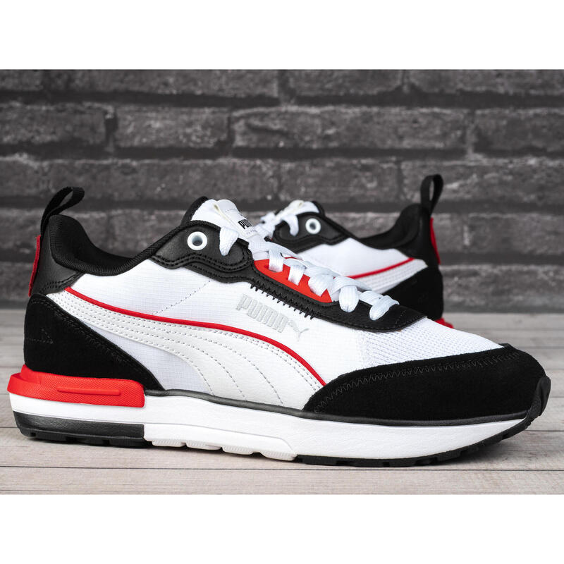 Pantofi sport Puma R22, alb-negru-rosu 42