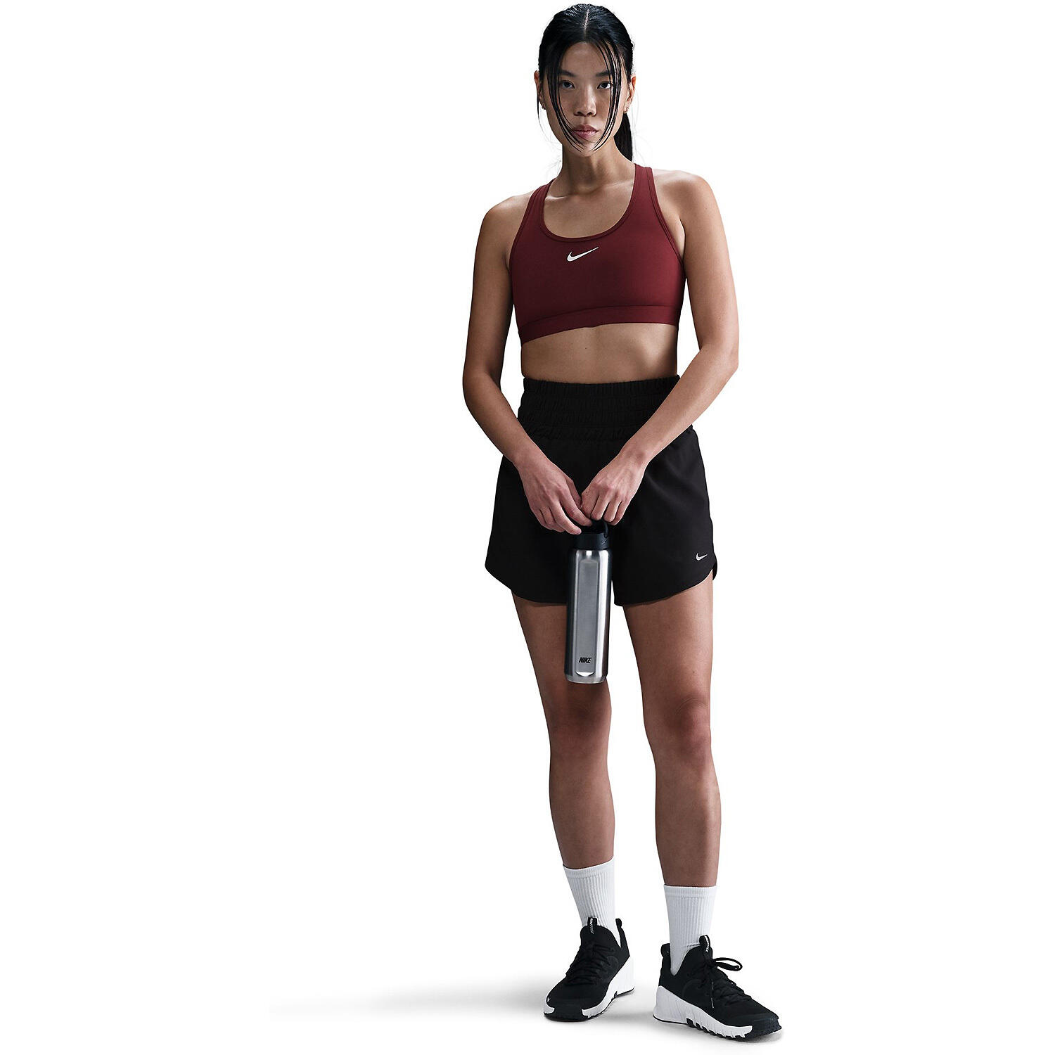 Top - reggiseni sportivi donna nike rosso/bianco 3/4