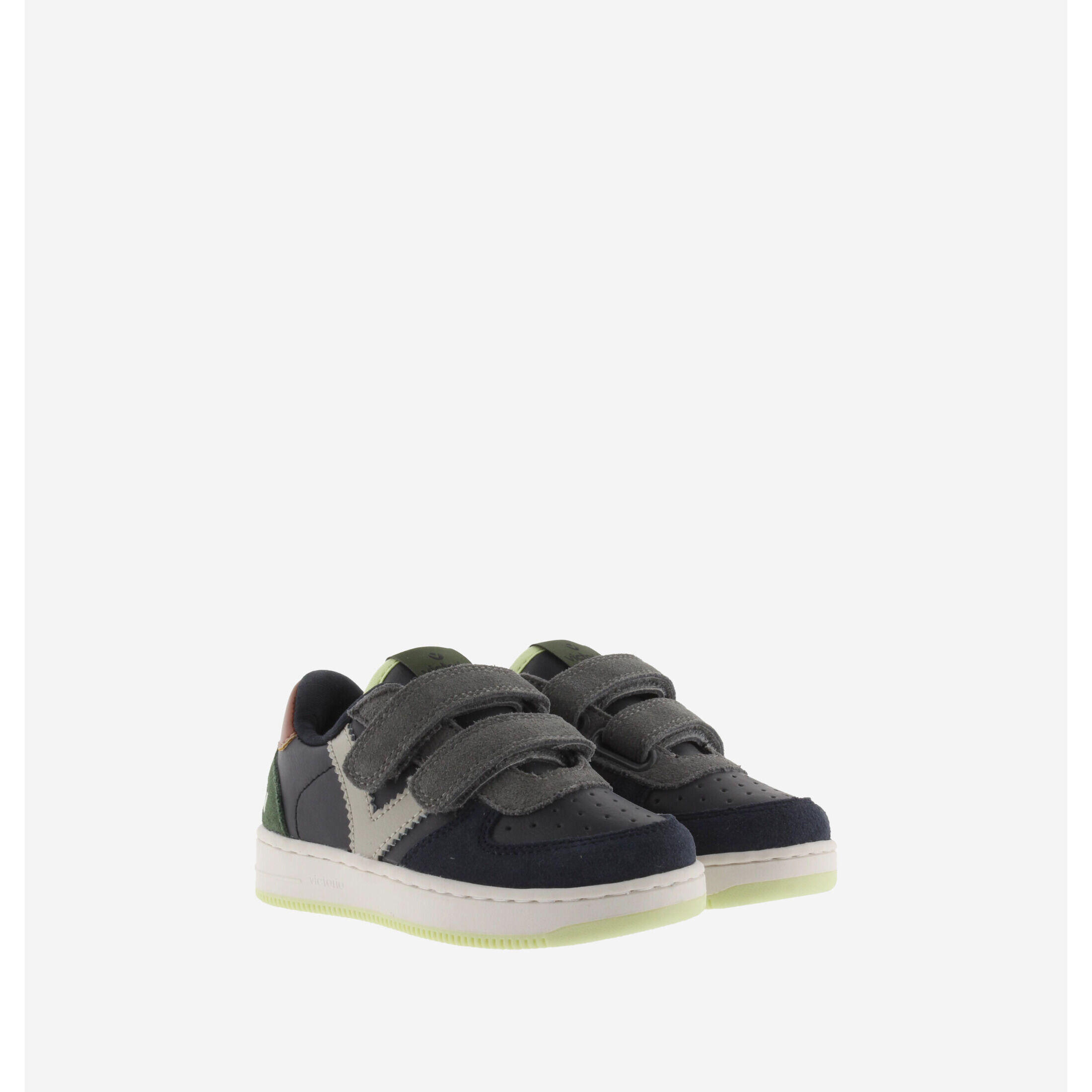 Scarpe da ginnastica per bambini in pelle e crosta di cuoio con velcro Victoria 3/5