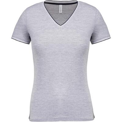 Dames-t-shirt kariban maille piquée col v