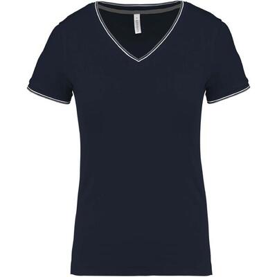 Dames-t-shirt kariban maille piquée col v