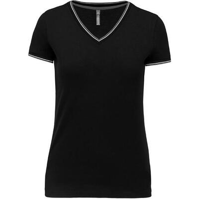 Dames-t-shirt kariban maille piquée col v