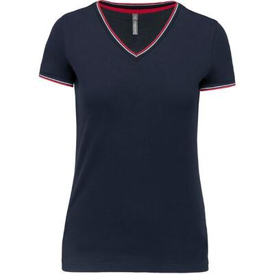 Dames-t-shirt kariban maille piquée col v