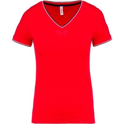 Dames-t-shirt kariban maille piquée col v