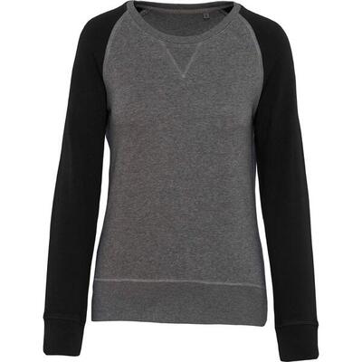 Damen-Rundhals-Sweatshirt Kariban bicolore