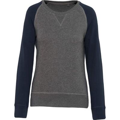 Damen-Rundhals-Sweatshirt Kariban bicolore