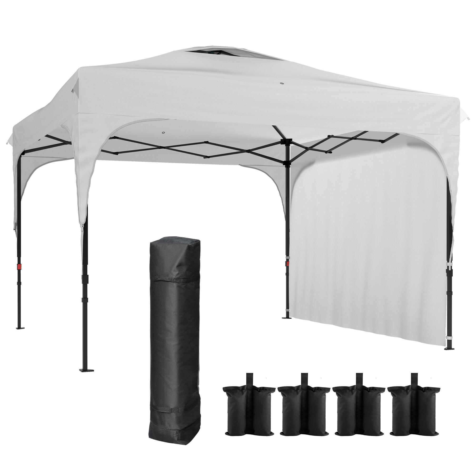 Outsunny Gazebo da Esterno 3x3 m Pieghevole e Regolabile su 3 Livelli Bianco 1/7