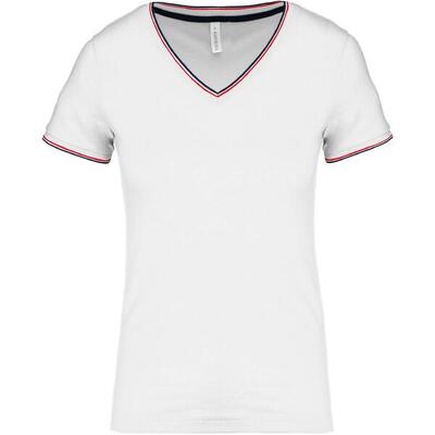 Dames-t-shirt kariban maille piquée col v