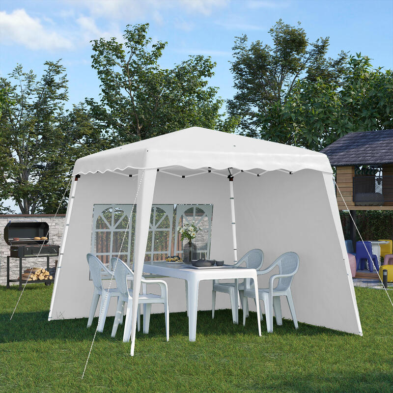 Outsunny Foișor de Exterior Pliabil 2,4X2,4X2,5M, Reglabil În Înălțime, Alb