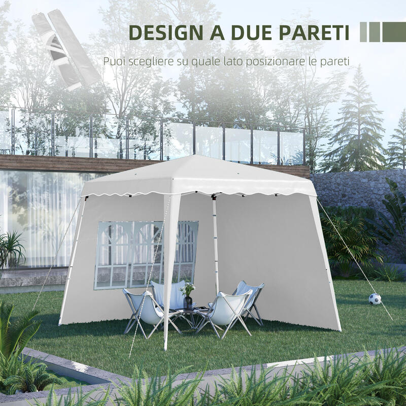 Outsunny Foișor de Exterior Pliabil 2,4X2,4X2,5M, Reglabil În Înălțime, Alb