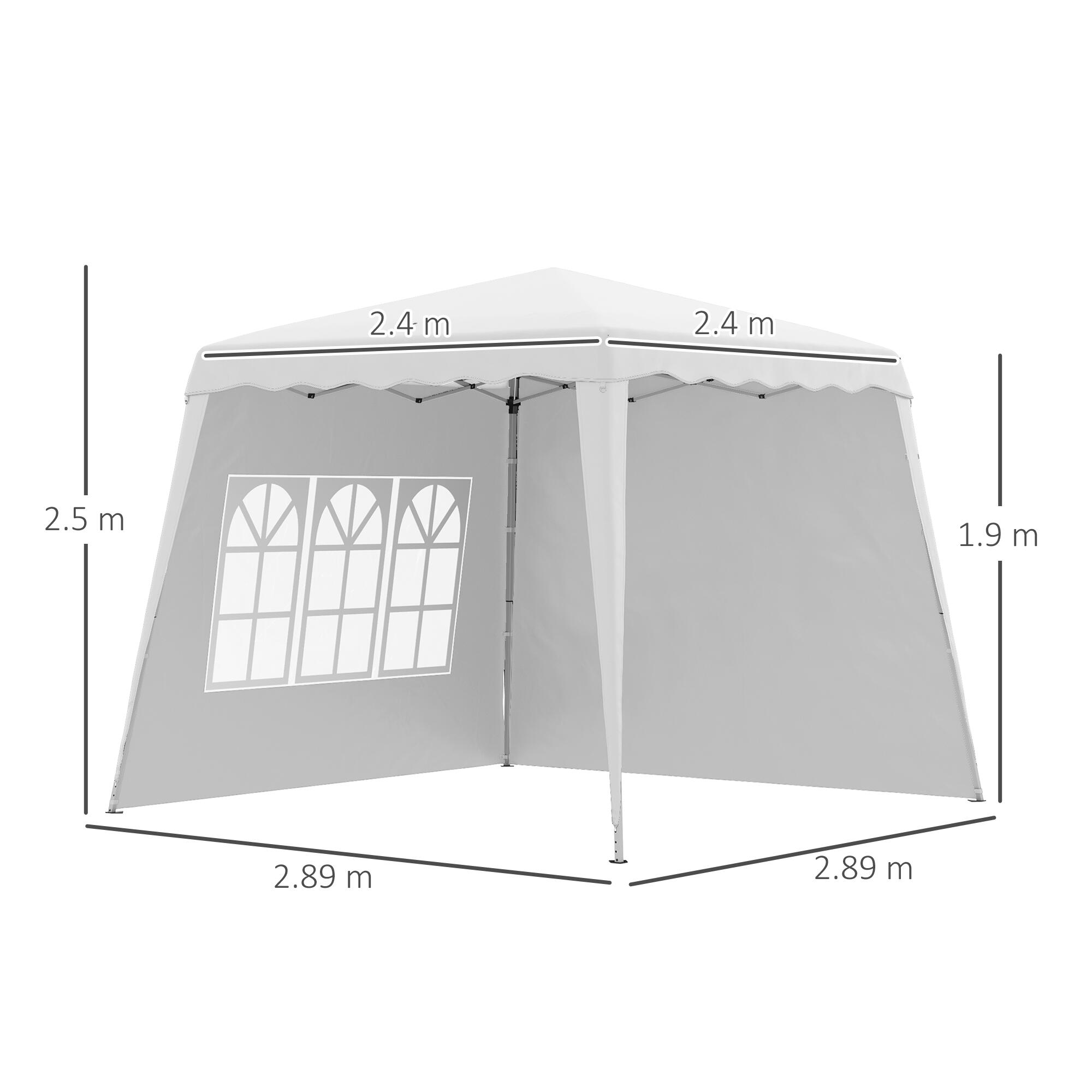 Outsunny Gazebo da Esterno Pieghevole 2.4x2.4x2.5m Altezza Regolabile Bianco 3/7