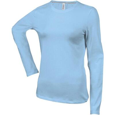 Dames-t-shirt met lange mouwen kariban col rond