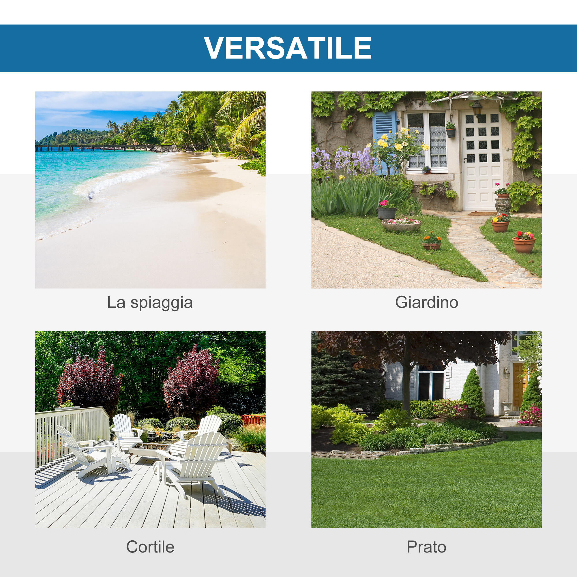 Outsunny Tenda da Spiaggia Pop Up in Poliestere e Vetro Blu Cielo e Grigio 4/7