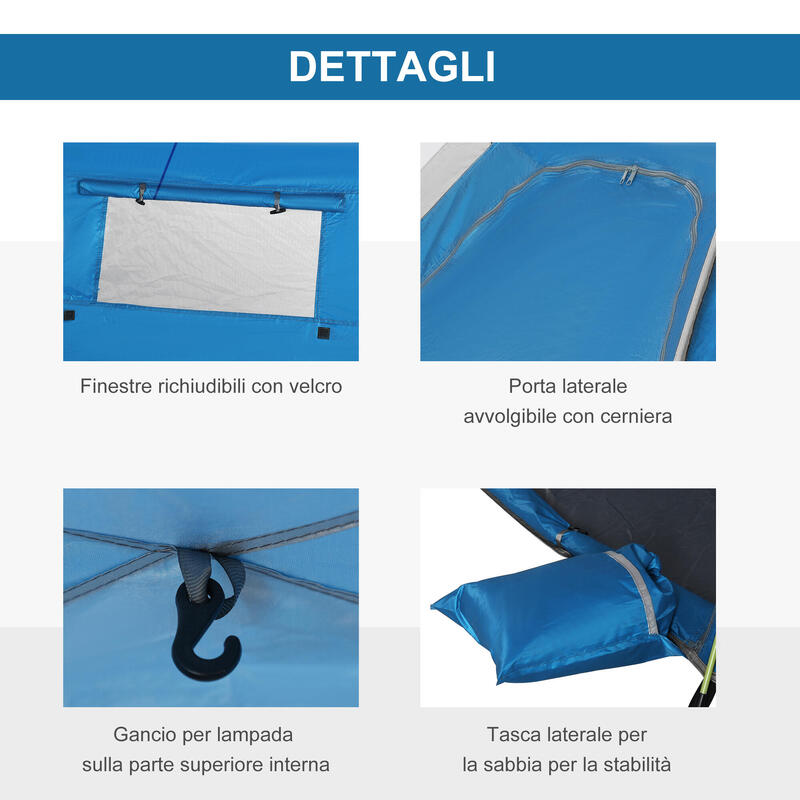 Outsunny Cort de Plajă Sky Blue Și Gri din Poliester Și Sticlă