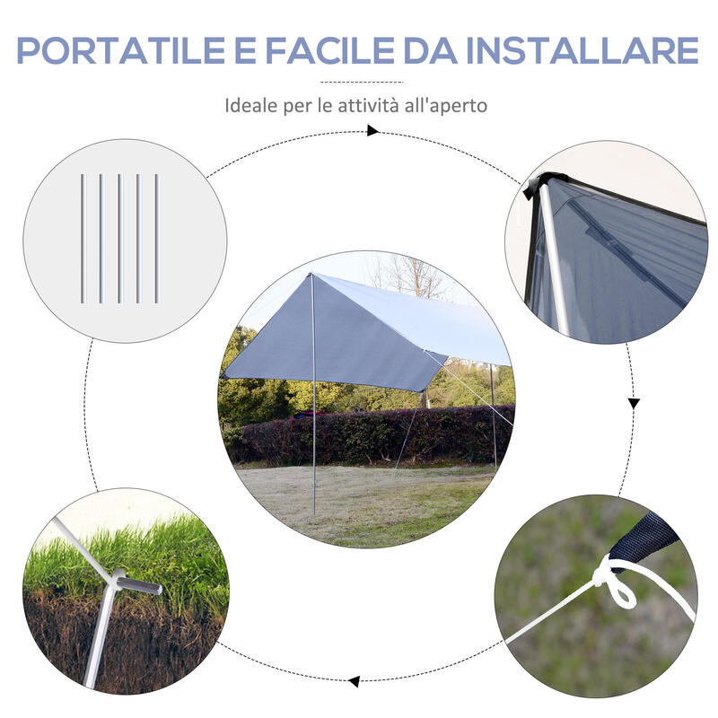 Outsunny Copertina Portabila 3X3M Parasolar Impermeabil Baldachin Alb