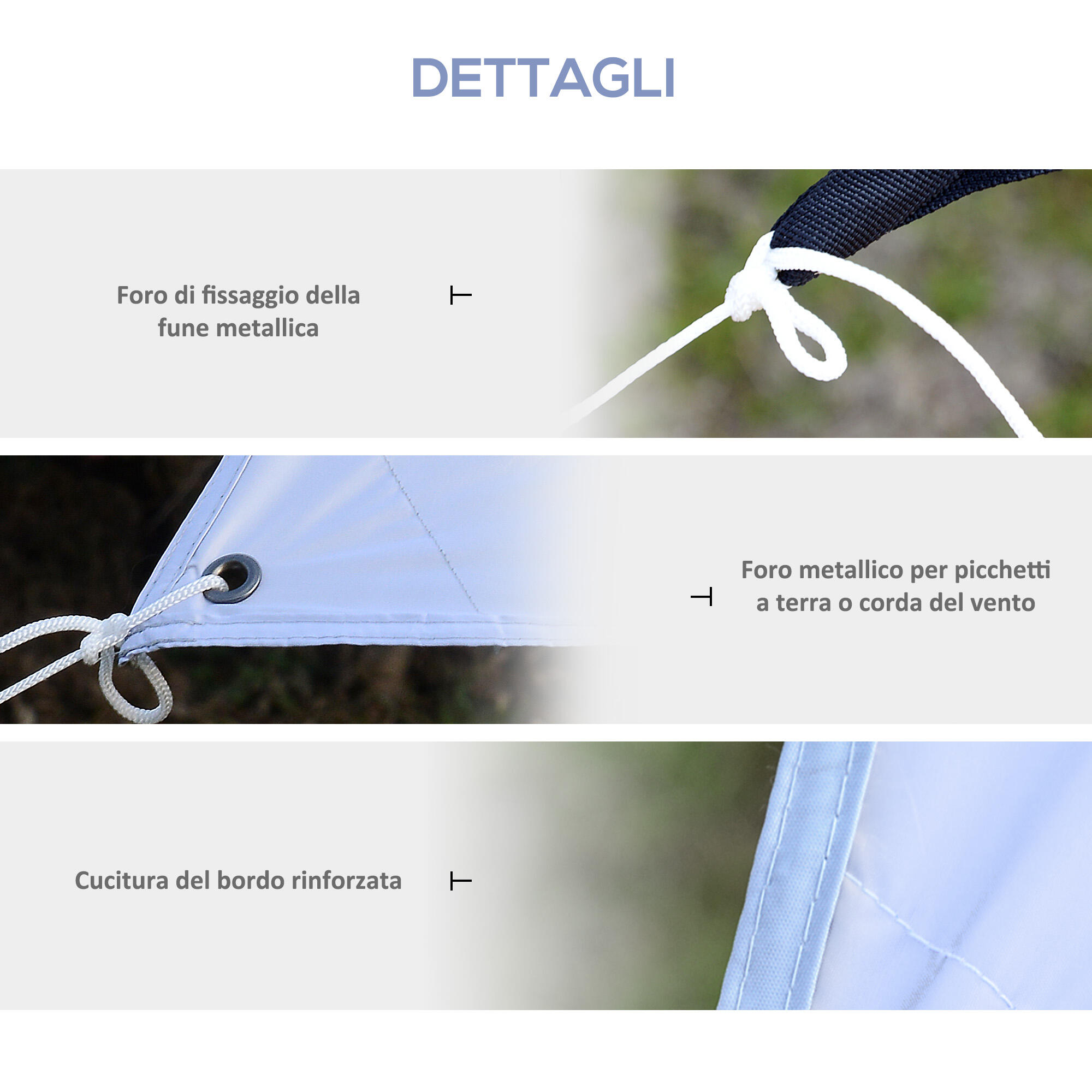 Outsunny Tenda da Sole Portatile 3x3m Tendalino Parasole Impermeabile Bianco 6/7
