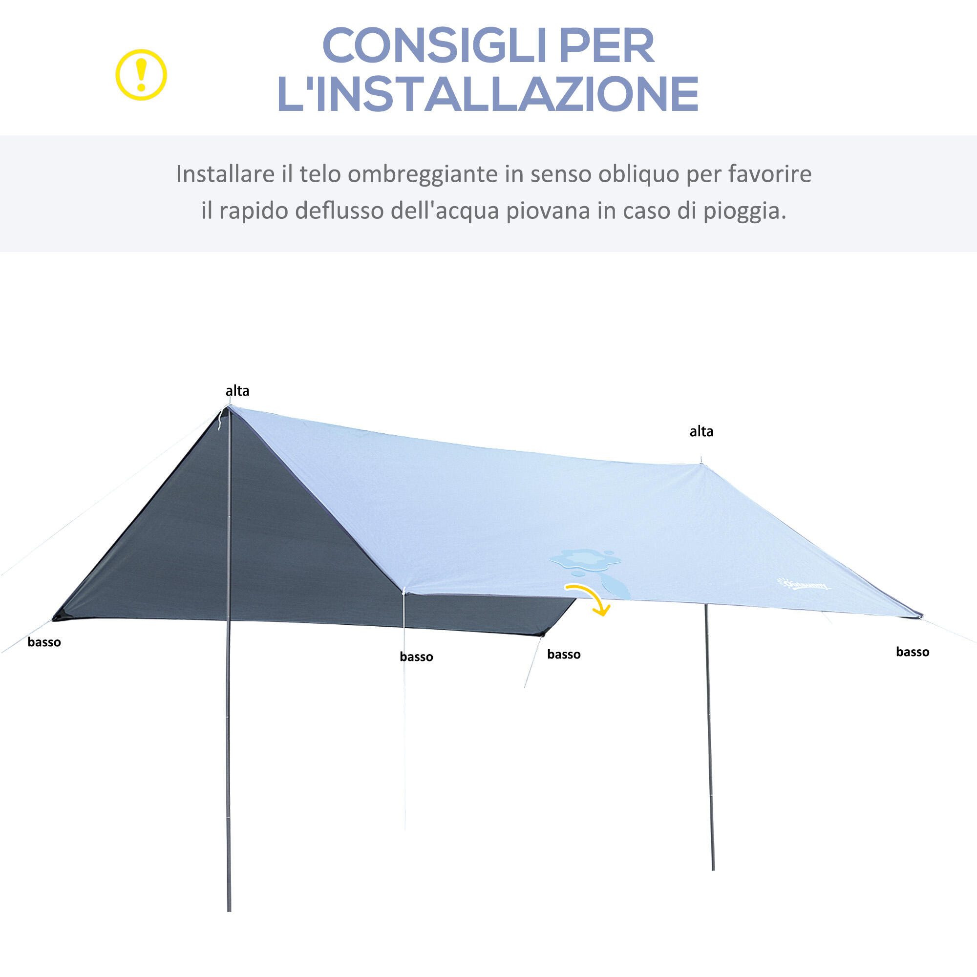 Outsunny Tenda da Sole Portatile 3x3m Tendalino Parasole Impermeabile Bianco 7/7