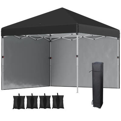 Outsunny Gazebo 3x3 Pieghevole ad Altezza Regolabile con 2 Pareti Smontabili