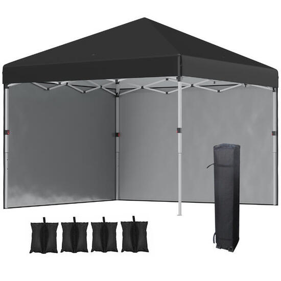 Outsunny Gazebo 3x3 Pieghevole ad Altezza Regolabile con 2 Pareti Smontabili