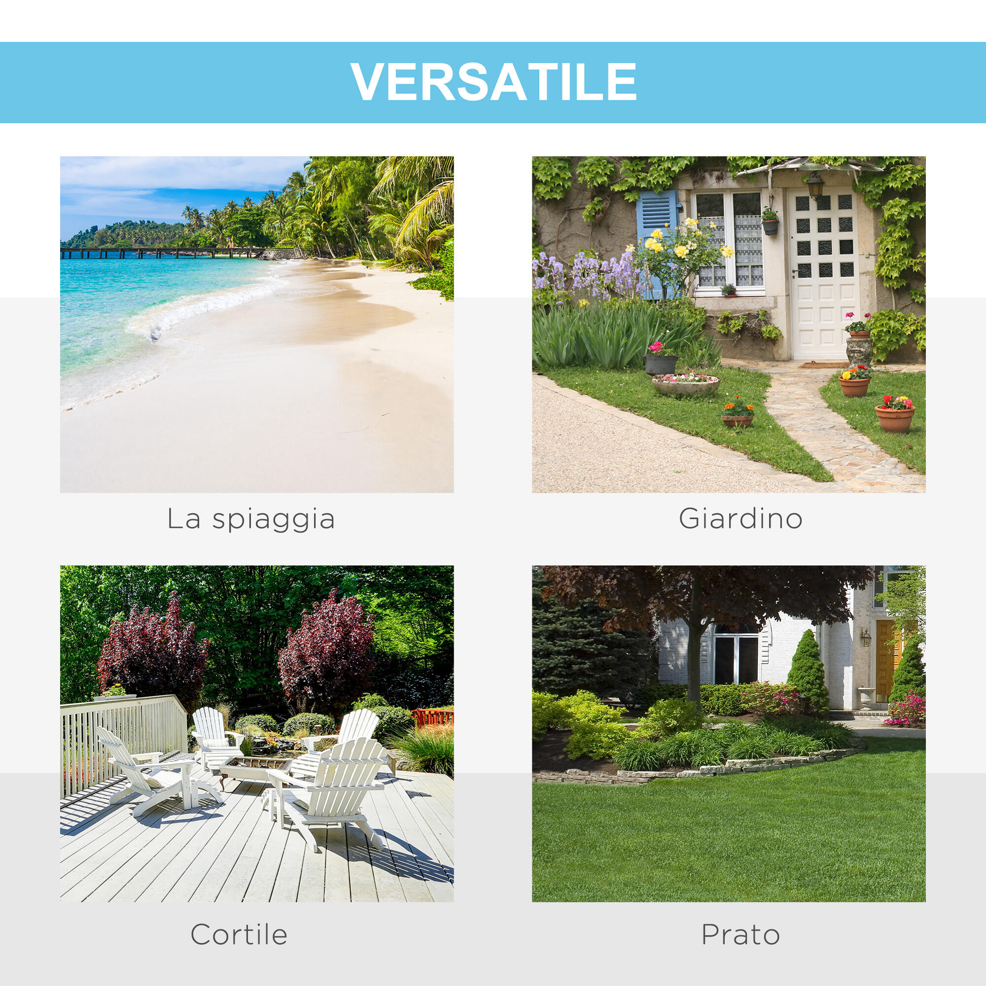 Outsunny Tenda da Spiaggia Pop Up in Poliestere e Vetro Blu Chiaro e Giallo 7/7