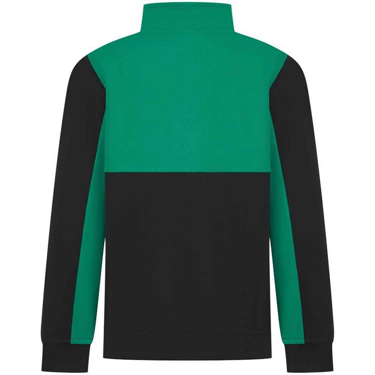 Childrens/Kids Quarter Zip Track Top (Black/Emerald) 2/2