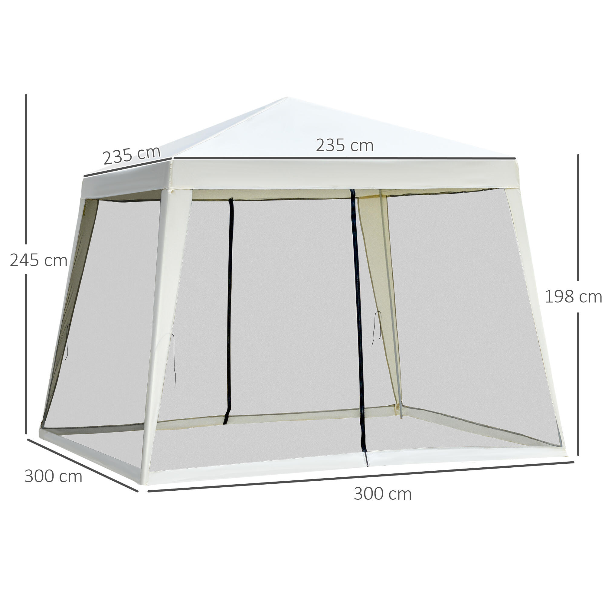 Outsunny Gazebo Impermeabile con Zanzariere da Esterno Beige Tendone 3/8