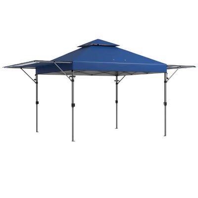 Outsunny Gazebo Pieghevole 5x3m con Pareti Estensibili e Altezza Regolabile Blu