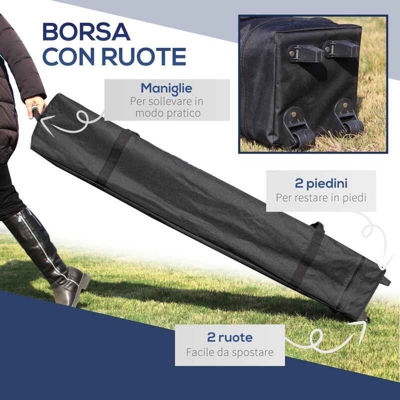 Outsunny Foișor Pliabil 5X3M pereți Extensibili Și Înălțime Reglabilă Albastru