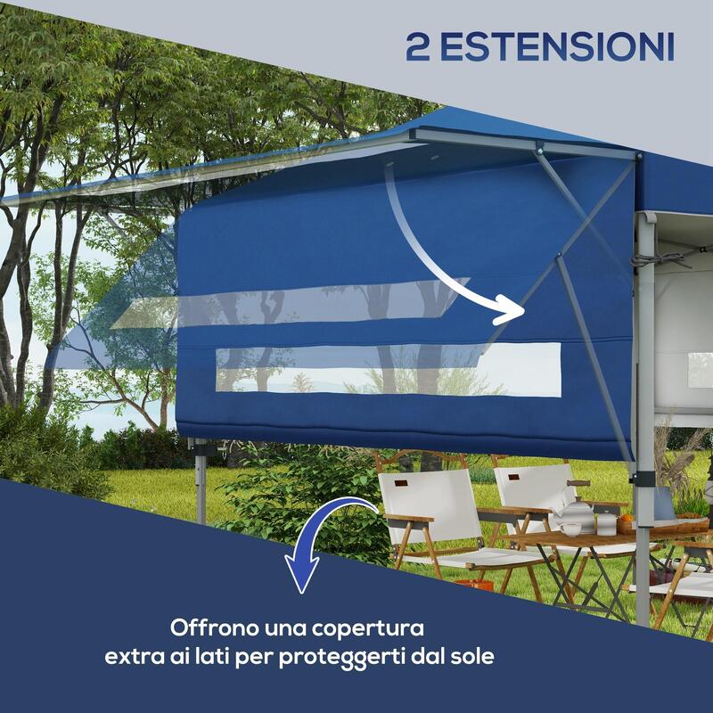 Outsunny Foișor Pliabil 5X3M pereți Extensibili Și Înălțime Reglabilă Albastru