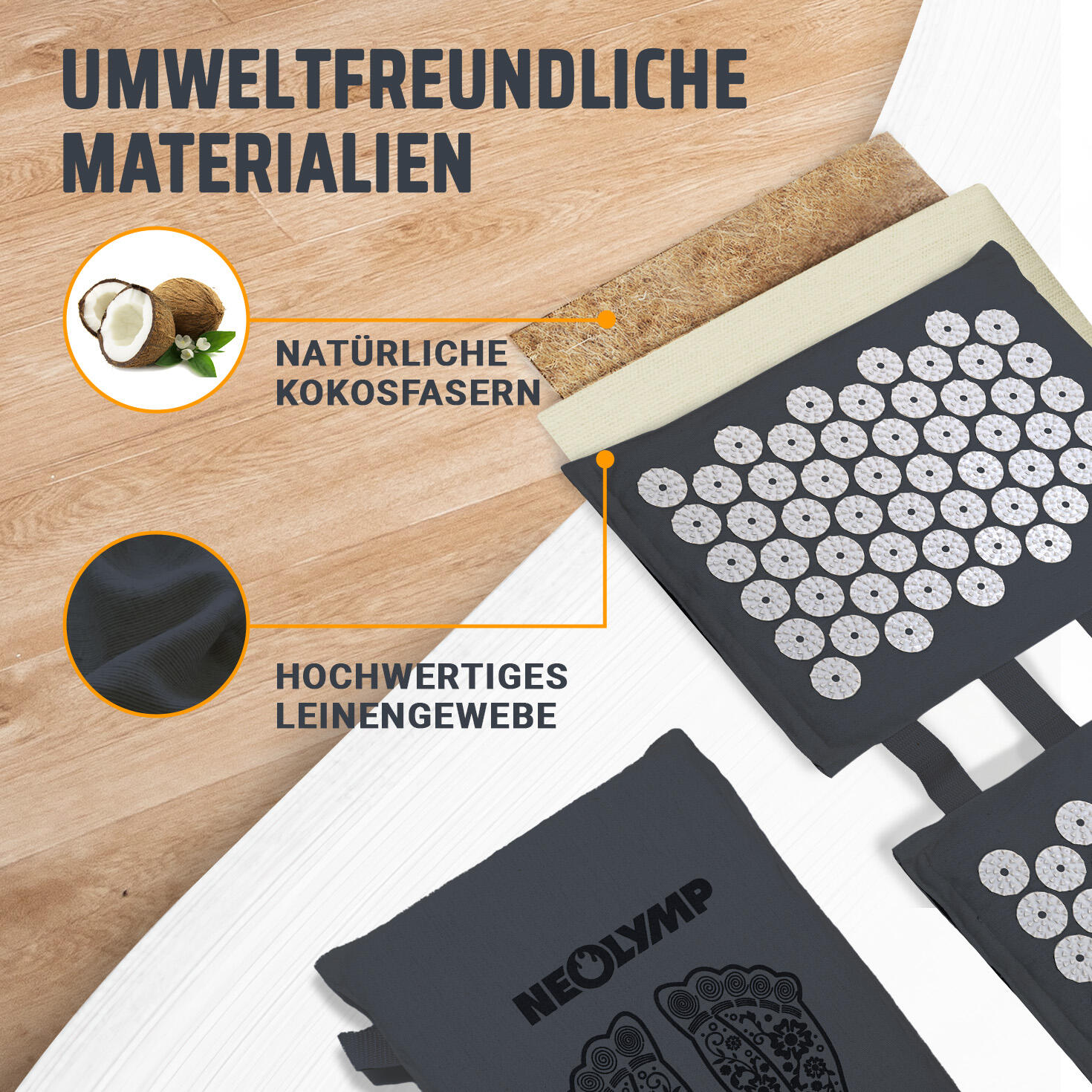 Akupressur Fußmatte– Vielseitige Stimulation – umweltfreundlich, mit Tragetasche 3/7