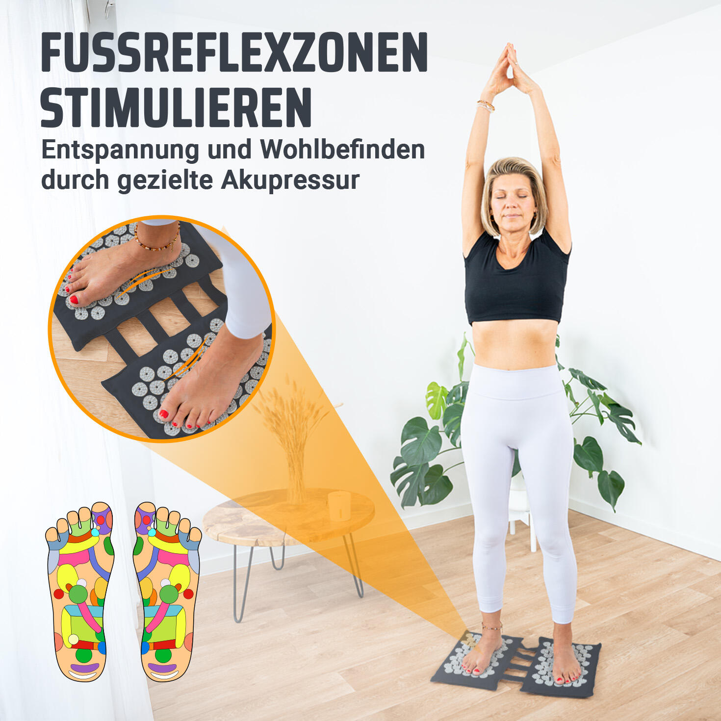 Akupressur Fußmatte– Vielseitige Stimulation – umweltfreundlich, mit Tragetasche 4/7