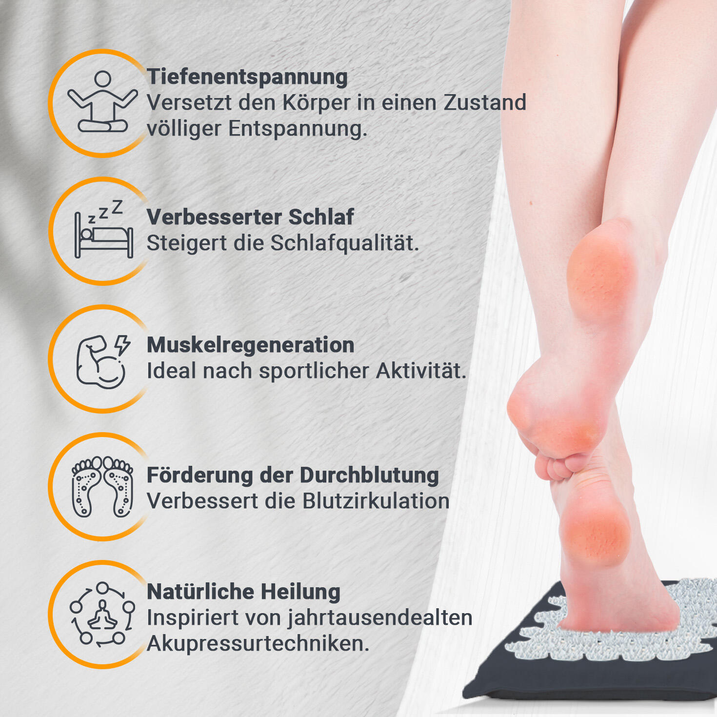 Akupressur Fußmatte– Vielseitige Stimulation – umweltfreundlich, mit Tragetasche 5/7