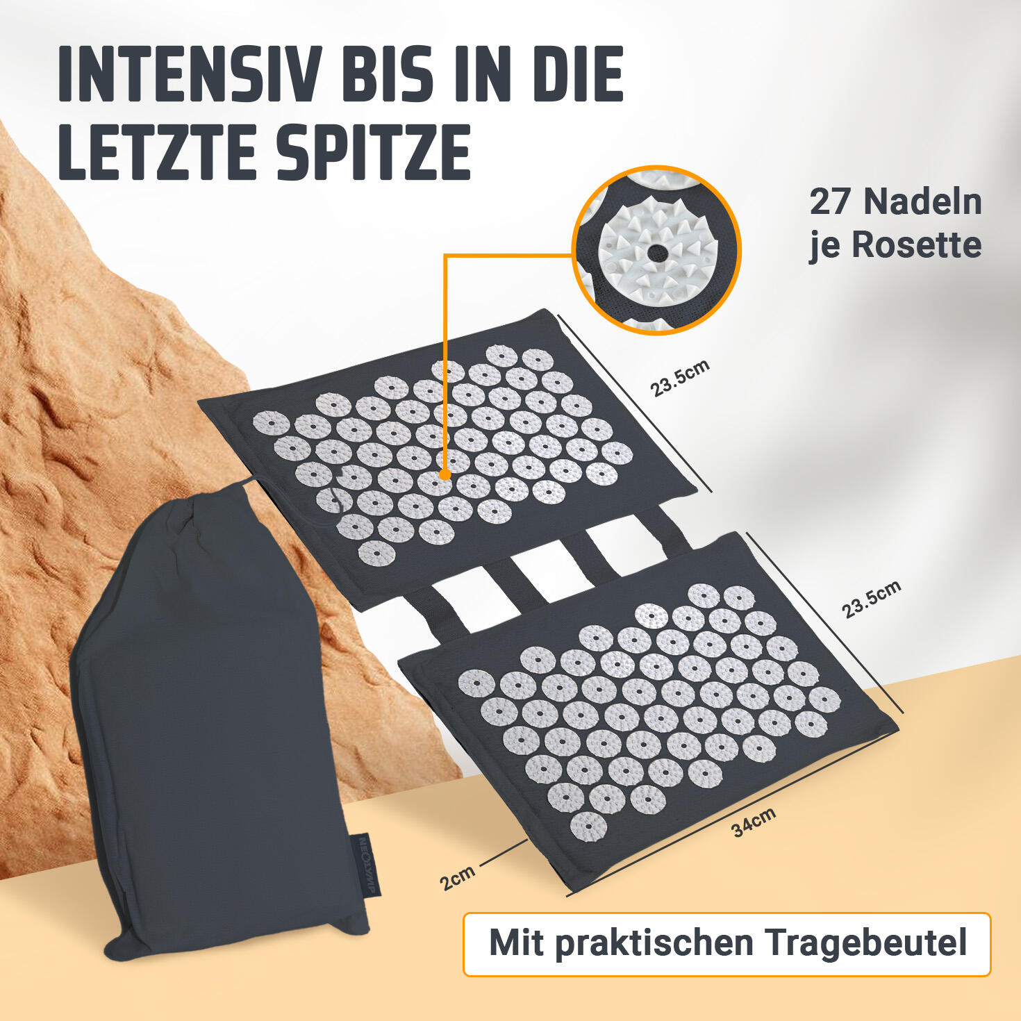 Akupressur Fußmatte– Vielseitige Stimulation – umweltfreundlich, mit Tragetasche 2/7
