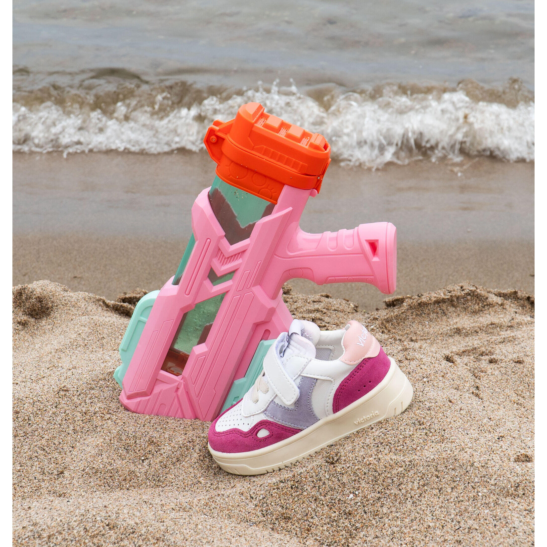 Sneakers mit nur einem Riemen aus mehrfarbigem Spaltleder für Kinder er Victoria 3/6