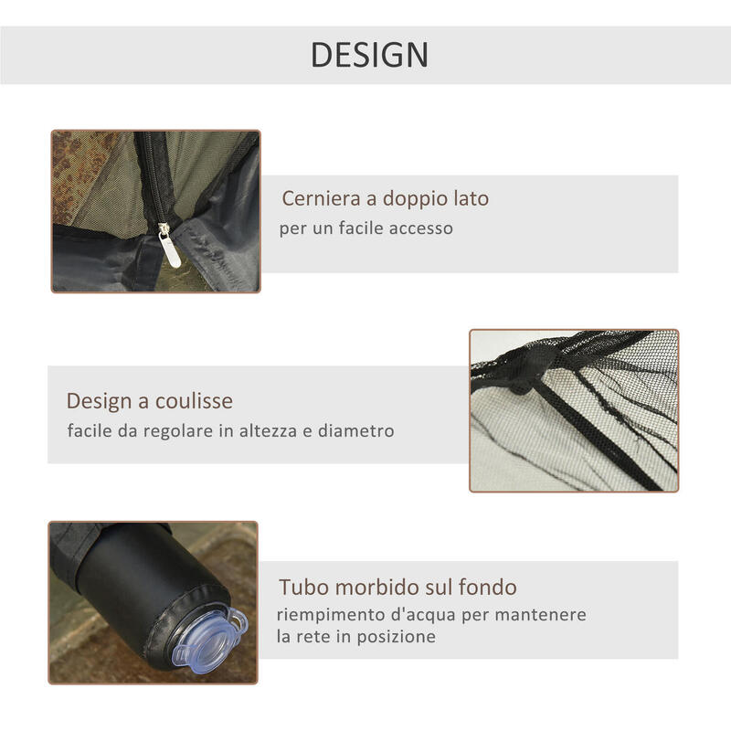Outsunny Plasa Tantari pentru Umbrela 3X2,3M Reglabila deschidere cu Fermoar