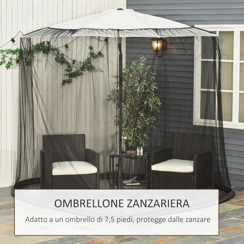 Outsunny Plasa Tantari pentru Umbrela 3X2,3M Reglabila deschidere cu Fermoar
