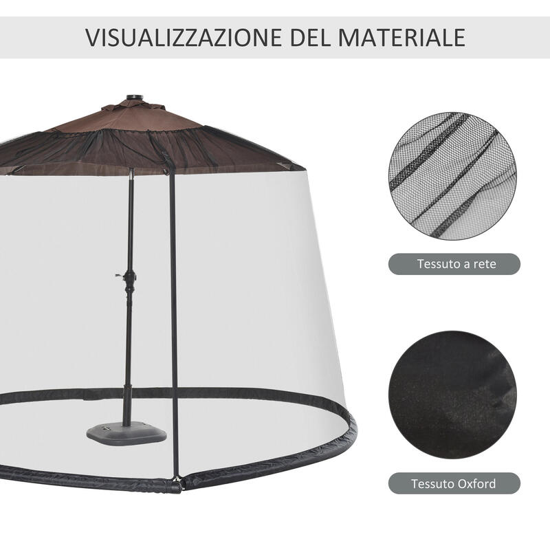 Outsunny Plasa Tantari pentru Umbrela 3X2,3M Reglabila deschidere cu Fermoar