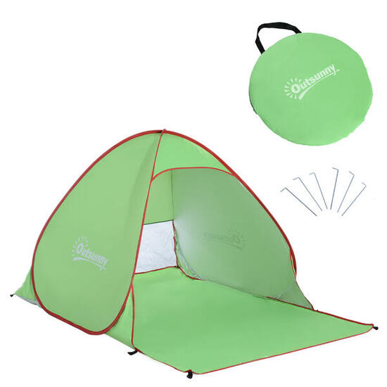 Outsunny Tenda da Spiaggia Pop Up Anti UV 30+ e Borsa 200x150x119 cm Verde
