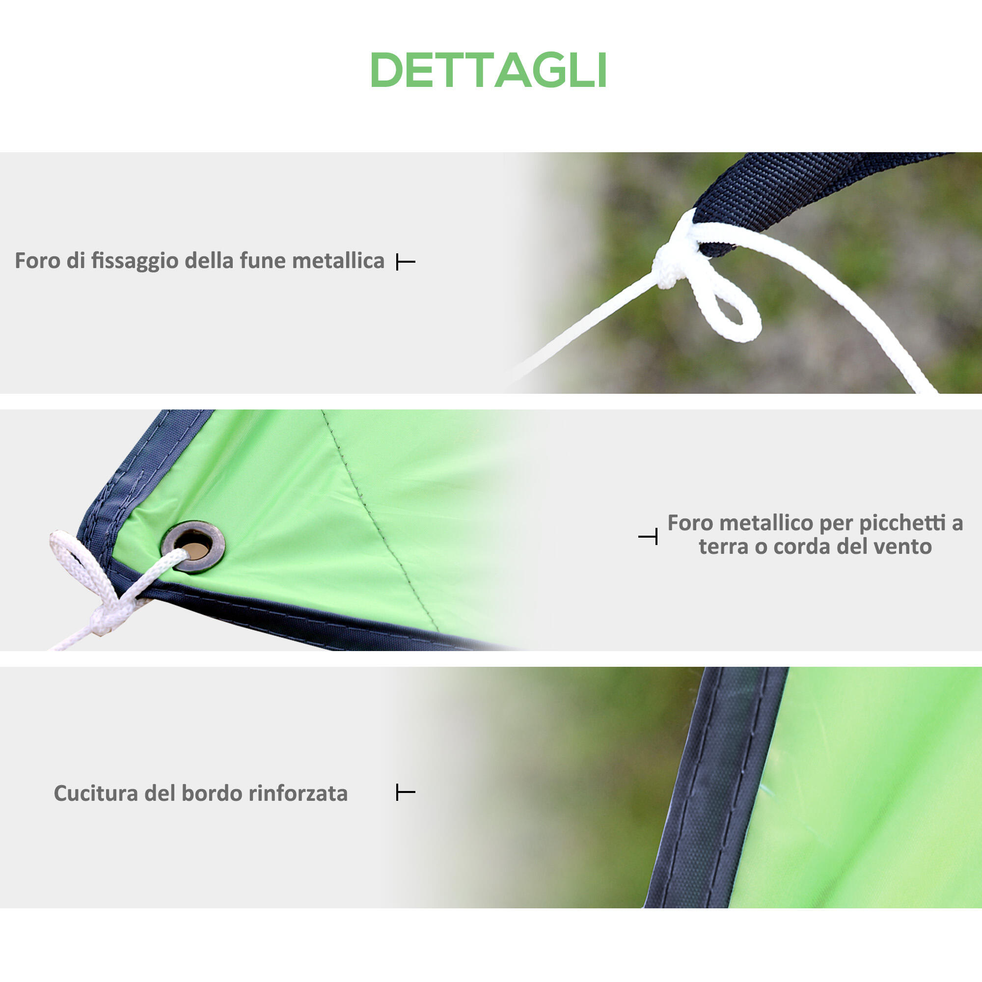 Outsunny Tenda da Sole Portatile 3x3m Tendalino Parasole Impermeabile Verde 6/7