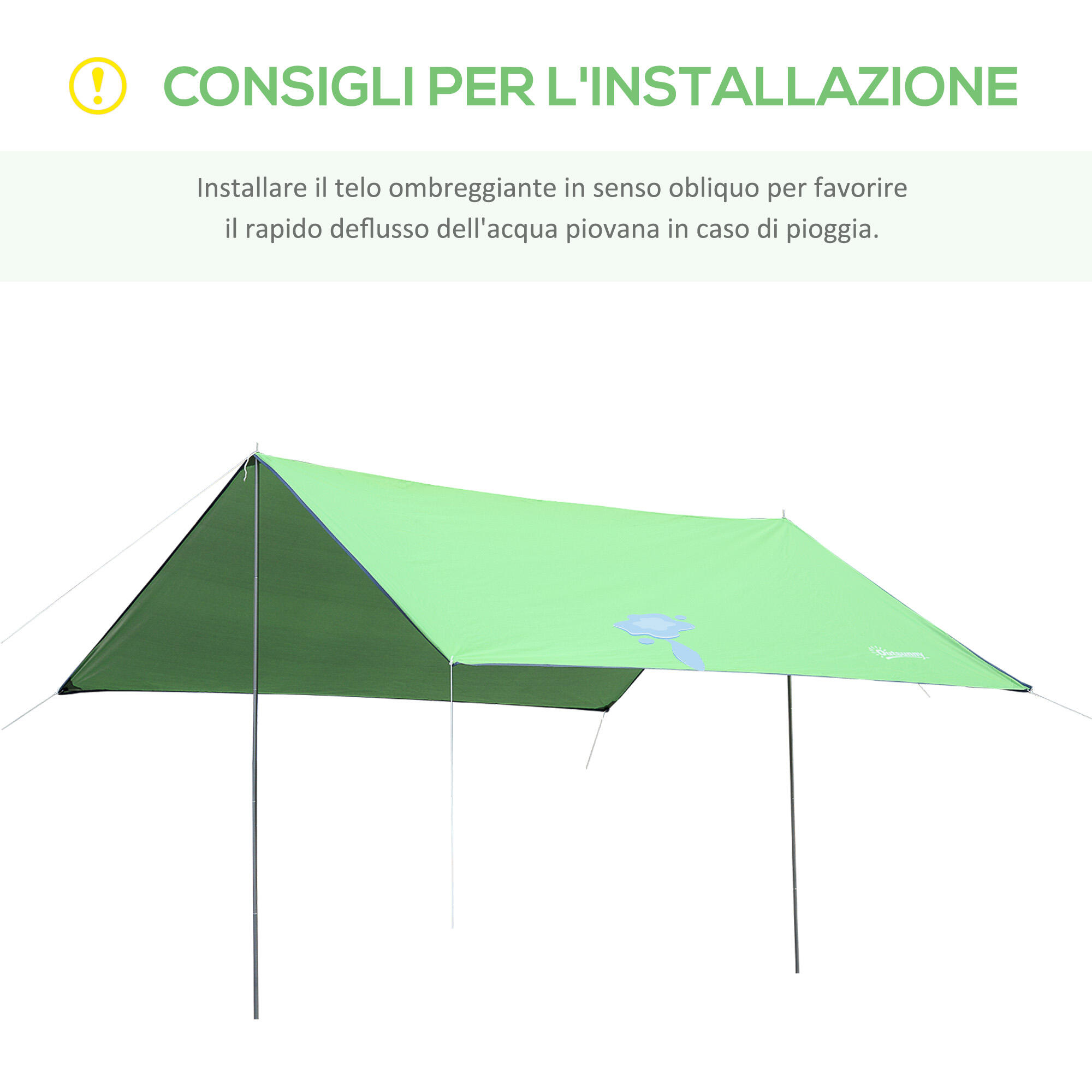 Outsunny Tenda da Sole Portatile 3x3m Tendalino Parasole Impermeabile Verde 7/7