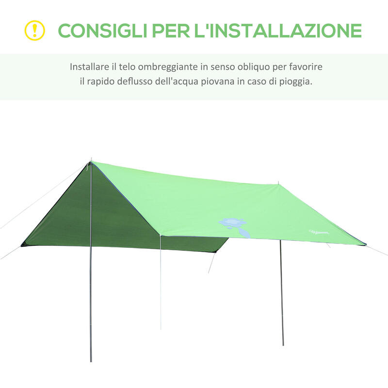 Outsunny Copertina Portabila 3X3M Parasolar Rezistent La Apa Verde
