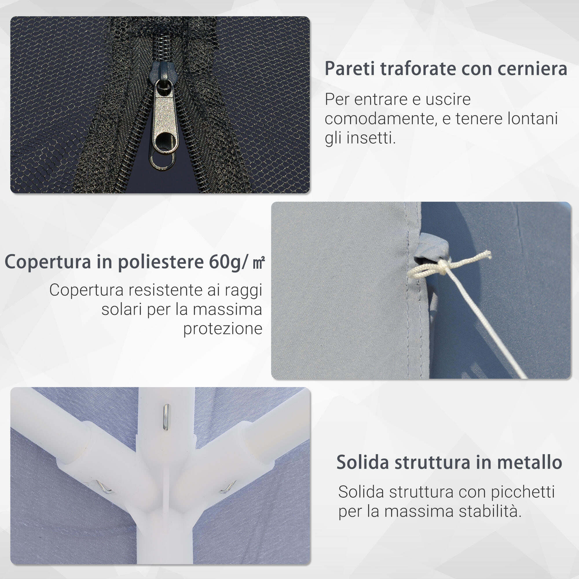 Outsunny Gazebo da Esterno 3x3m con Zanzariera in Poliestere e Metallo 5/8
