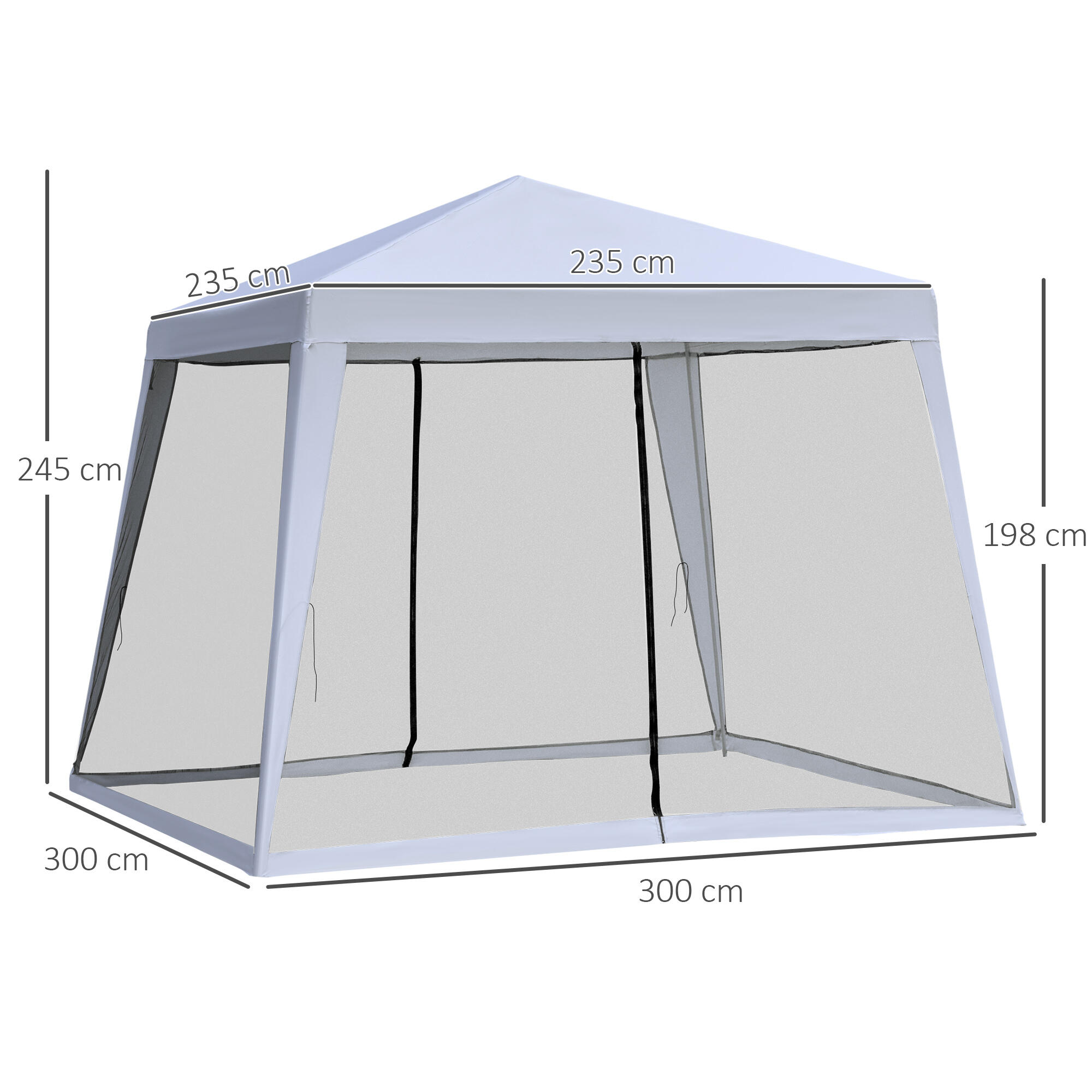 Outsunny Gazebo da Esterno 3x3m con Zanzariera in Poliestere e Metallo 3/8
