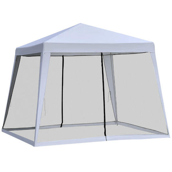 Outsunny Gazebo da Esterno 3x3m con Zanzariera in Poliestere e Metallo
