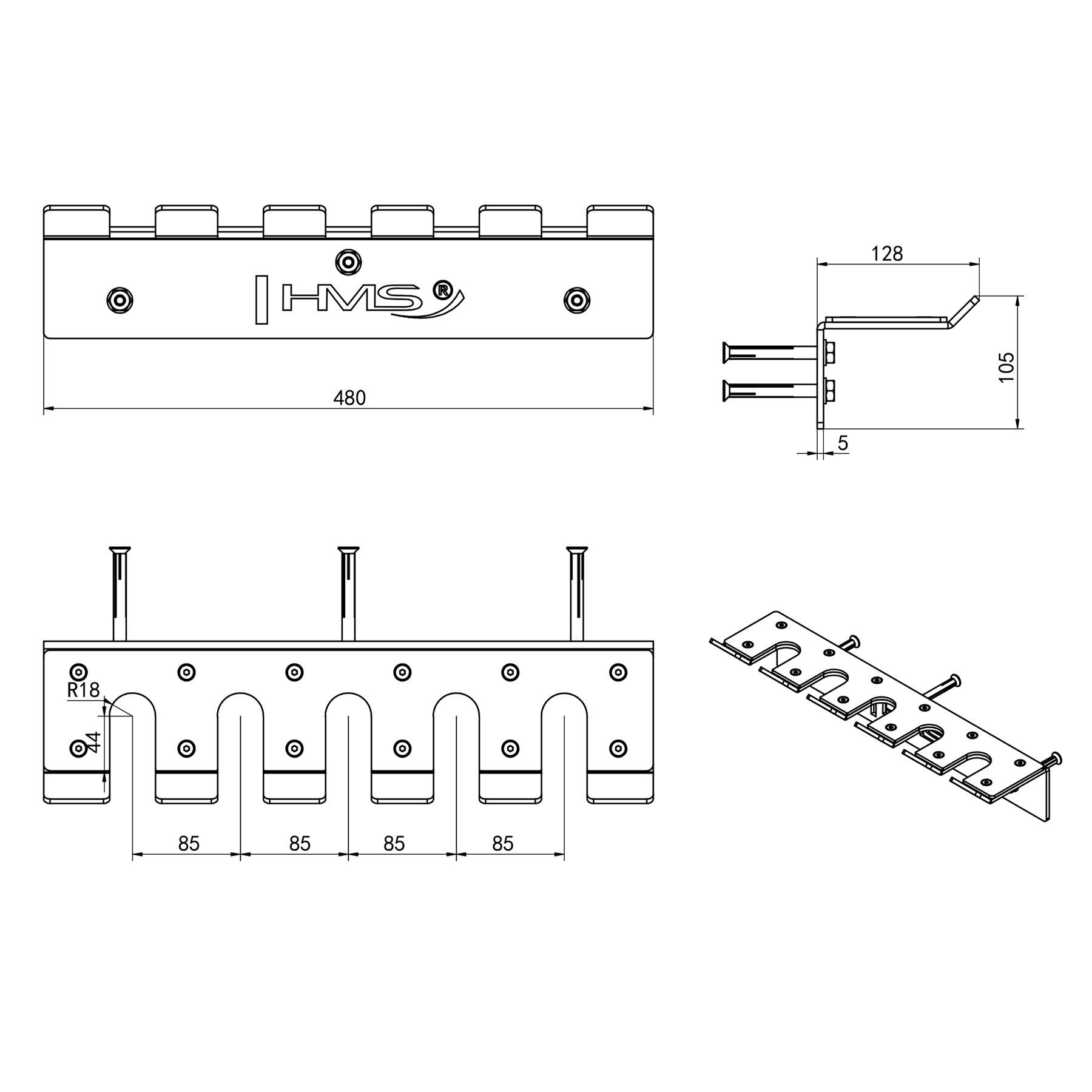 Support de cintre pour poignées Olympique Kommerziale  HMS STR45 4/7
