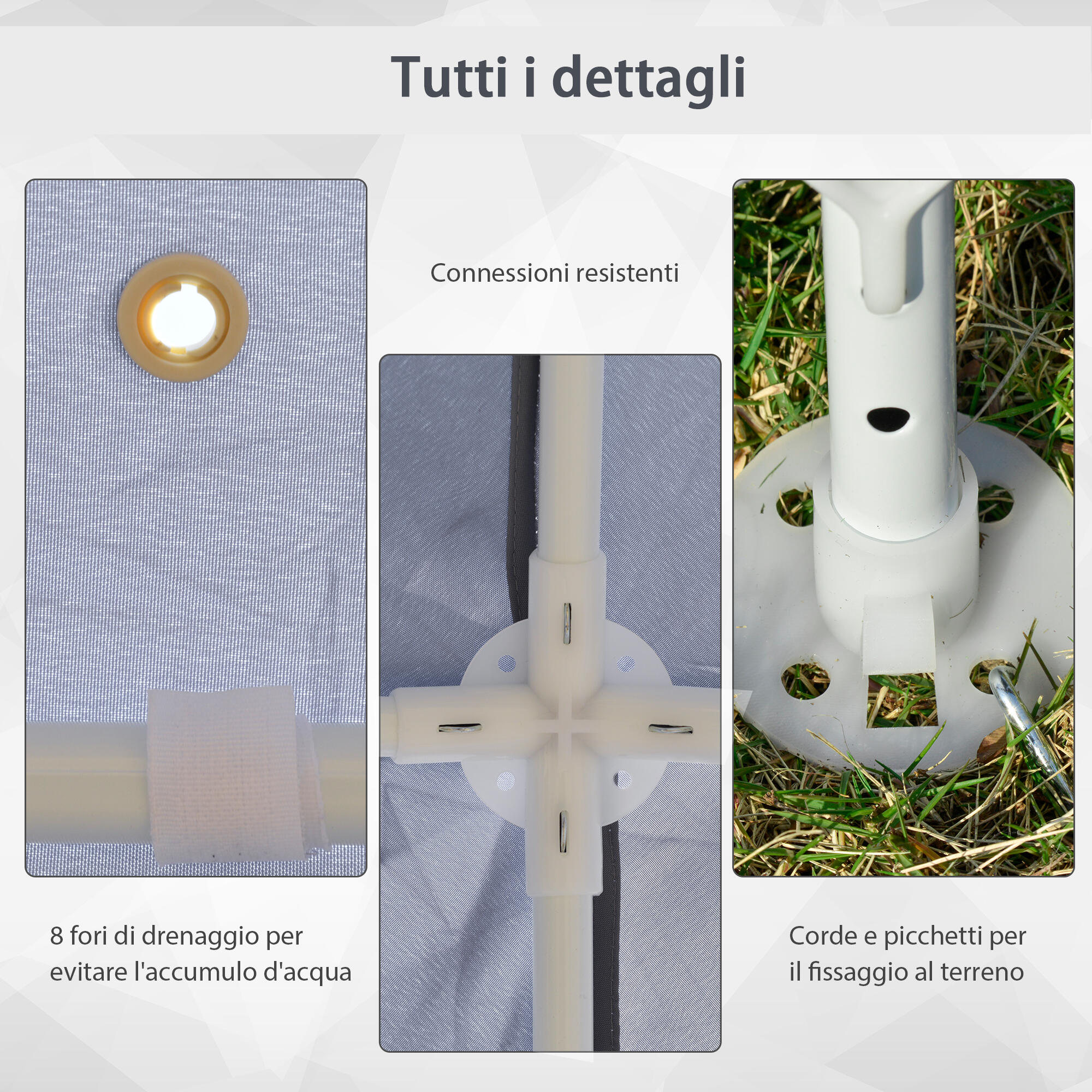 Outsunny Gazebo da Esterno 3x3m con Zanzariera in Poliestere e Metallo 6/8